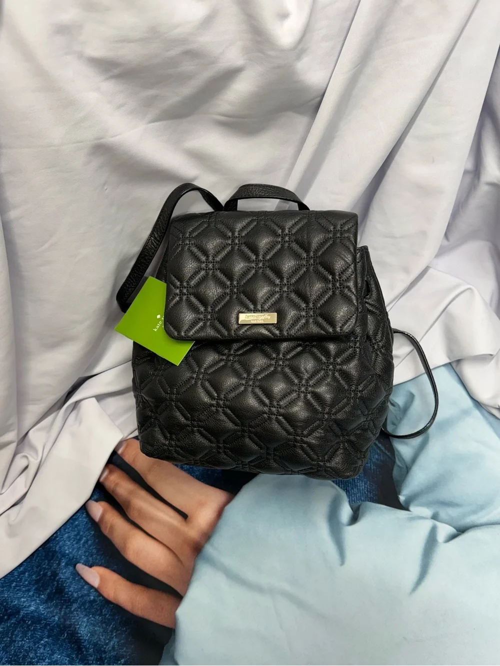 (new+tag) Kate Spade Quilted Black Leather Backpack Marley Astor Court